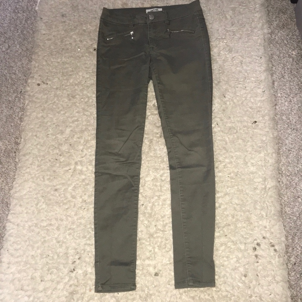 Army green skinny pants
